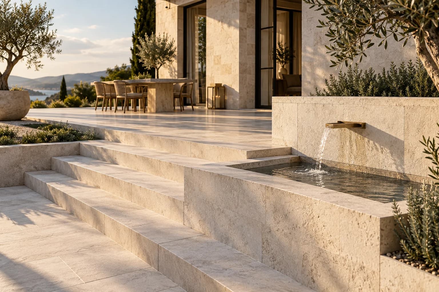 Illustrative stone features in an outdoor setting